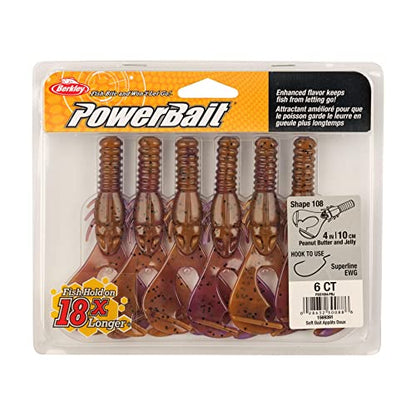 Berkley PowerBait Shape 108 Fishing Soft Bait - color: Peanut Butter and Jelly, size: 4"