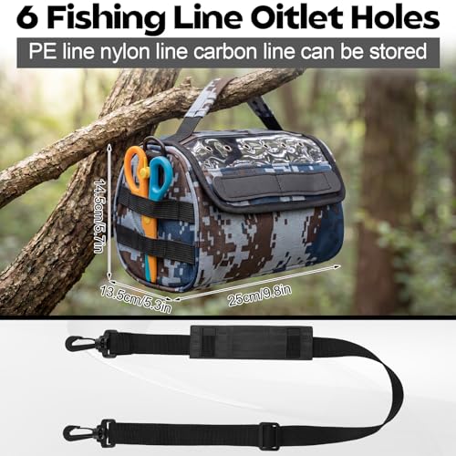 2 Pcs Fishing Line Management Bag Waterproof Nylon Fishing Line Storage Bag Transparent Window Removable Divider Leader Lines Spool Organization, Camouflage Blue - color: Camouflage Blue