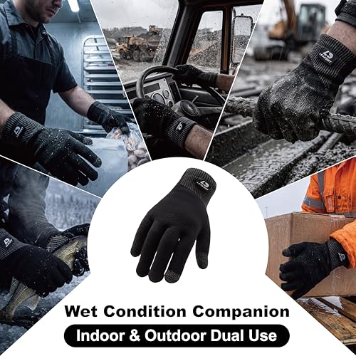 Waterproof Merino Wool Touchscreen Gloves,3-Layer Thermal Winter Gloves,Windproof for Skiing,Work - size: X-Large