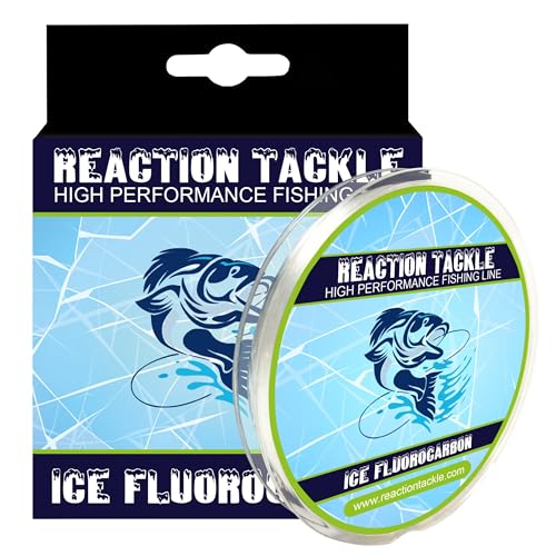 Reaction Tackle Ice Fishing Fluorocarbon Line - Fast Sinking, Abrasion Resistant, Low Visibility Leader and Main Line for Panfish, Trout, Walleye and Bass - size: 1 Lb (125 Yards)