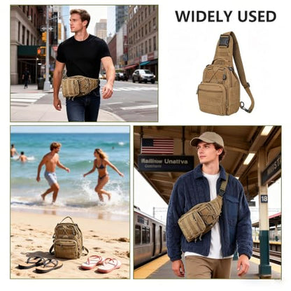 Fishing Backpack Small Fishing Tackle Storage Bag with 3 Methods of Carrying Large Capacity Sling Backpack for Outdoor Hiking Travel Hunting (Khaki) - color: Khaki