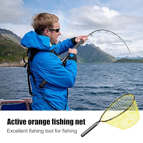Trout Net Fine Mesh Handle Catch-Release | Fishing Landing Net for Lake River Trout Fishing - size: Carbon handle fishing net