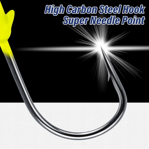Alwonder 10-Pack Round Fishing Jig Heads, Bass Ball Jigs Hooks 3D Eyes High Carbon Steel 1/8-1/2OZ Pompano Jig Head Saltwater Freshwater Jigs Heads for Fishing Pompano Bass Trout Walleye Striper - color: Yellow, size: 1/4oz