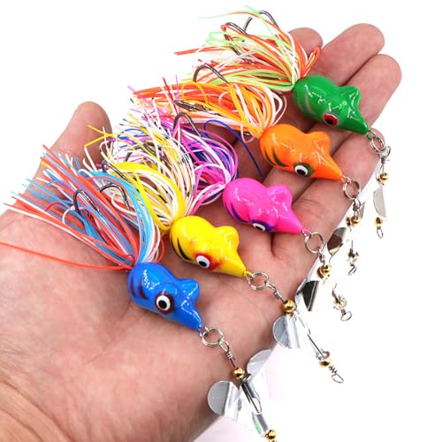 Buzzbait Frog Topwater Fishing Lures, Silicone Skirt Buzz Blade Spinner Baits, Floating Bass Snakehead Pike Lure for Freshwater Saltwater Fishing