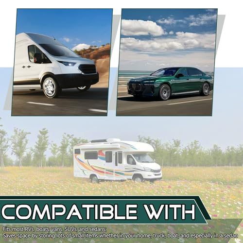 JINGKE 2 Pcs Small Cargo Net Pocket Elastic Mesh Netting Car Mesh Pouch with Screws and Hooks for Trunk RV Boats Home Cargo Storage (21.7'' x 9.8'') - size: 21.7'' x 9.8''