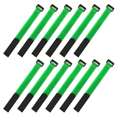 12Pcs Tie Belts Suspenders Fastener Cable Fishing Rod Holder Strap Fishing Accessory Wrap Band Holder High Strength - color: Green