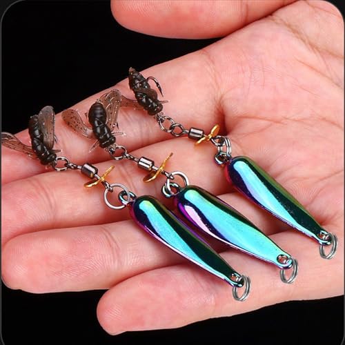 Fly Fishing Lures Kit Fishing Fly,Fly Fishing Kit Fly Fishing Lures,Handmade Lures Assortment Kit Artificial Bait Hooks for Bass Trout Salmon Fishing,Suitable for Freshwater and Saltwater - size: sequins
