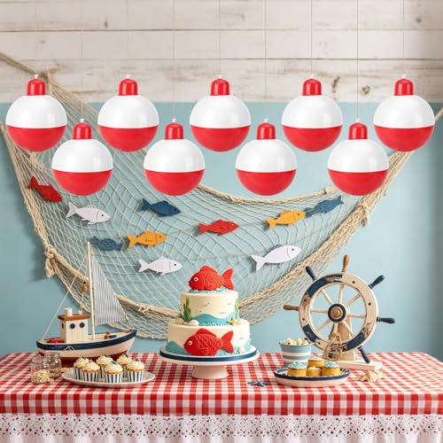 5 Pieces 12 Inch Inflatable Fishing Bobbers Red White Inflatable Bobbers Fishing Bobber Balloons for Fishermen Birthday Yard Swimming Pool Party Favors Supplies (5 PCS)