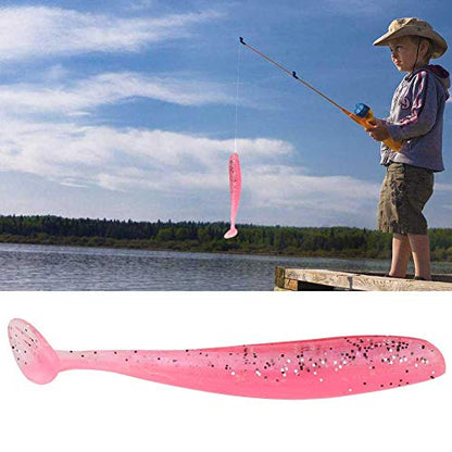 Zer one 20 PCS Fishing Soft Lure 7.5cm/2g Plastic T Tail Bait Artificial Worm Swimbait for Bass Trout Walleye Fishing Accessory - color: Pink