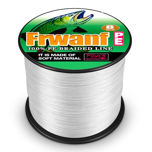 Braided Fishing Line 8 Strands of Super Strong PE Fishing line Extreme Power Fishing Braided line is Used for Saltwater and Freshwater Fishing - color: White, size: 6LB 0.10MM-109Yds