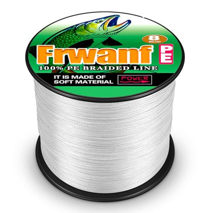 Braided Fishing Line 8 Strands of Super Strong PE Fishing line Extreme Power Fishing Braided line is Used for Saltwater and Freshwater Fishing - color: White, size: 6LB 0.10MM-328Yds