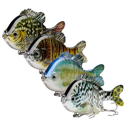 BASSDASH SwimPanfish Multi Jointed Panfish Bluegill Swimbaits Hard Topwater Bass Lures Fishing Lure Crank Saltwater 3.5in/0.85oz,Pack of 4 - color: BBYN