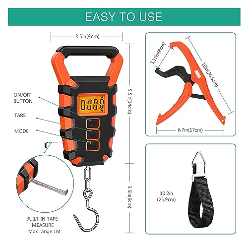 50Kg/10g Waterproof Digital Fishing Scale with Fish Grip Ruler for Luggage, Travel & Construction Site Weighing - color: A1