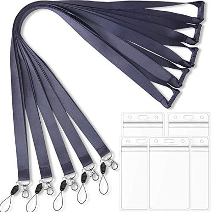 Foshine Lanyard with ID Badge Holder Black Breakaway 5 pcs for ID Badges | Lanyards For ID Badges Keys Women Men Cruise Neck Office Waterproof - color: 5 Pack Lanyard With Badge Holder