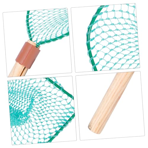 Wood Handle Fishing Net 30cm Large Mesh Wear-Resistant Handheld Fishing Basket Saltwater Freshwater Fish Landing Sturdy Net Home Outdoor