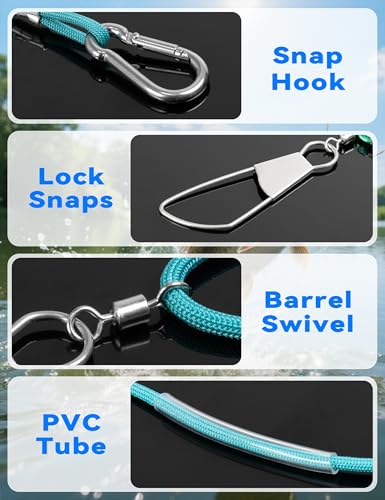BLUEWING V2 Fishing Stringer Fish Keeper with 10 Stainless Steel Lock Snaps and 8ft Floating Rope - color: Blue