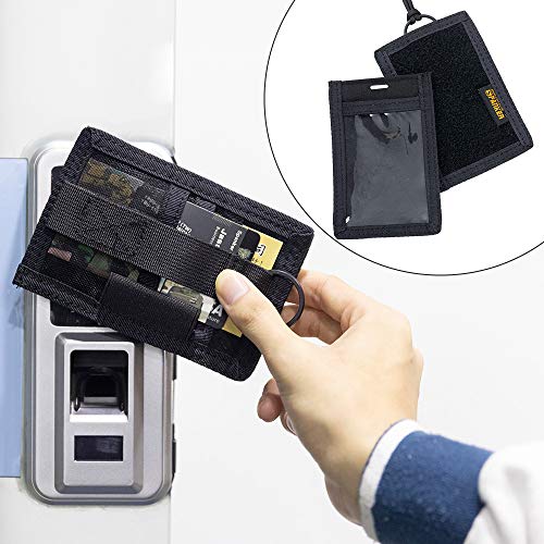 EXCELLENT ELITE SPANKER Tactical ID Card Holder Adjustable Neck Lanyard Key Ring Loop Patch Badge Holder and Credit Card Organizer (Black) - color: Black
