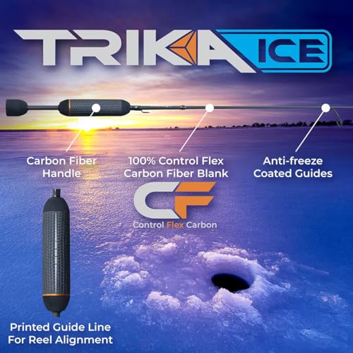 TRIKA Ice Fishing Rod, Sensitive Carbon Ice Fishing Pole for Trout, Walleye, Perch, Panfish Bluegill, Crappie, Bass - 28”/32”/36”/40” - style: Medium Heavy Mod. 40"