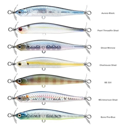 LUCKY CRAFT Screw Pointer 80 Fishing Lures for Bass, Smallmouth, Walleye, Rhymthic Action Spy Bait, Slow Sinking to 10ft Depth, Freshwater Fishing Gear and Tackle Accessories - color: 238 Ghost Minnow