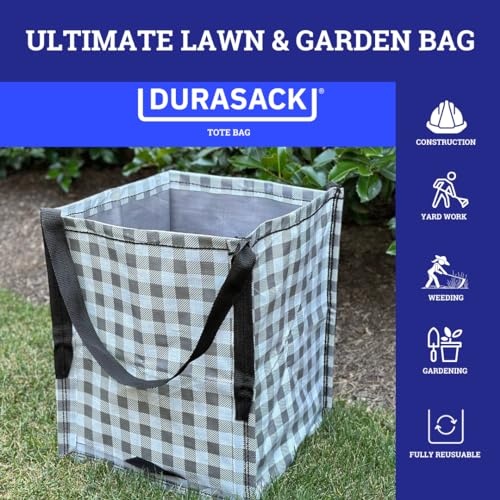 DURASACK Heavy Duty Storage Tote Bag 22-Gallon, Gingham Gray | Rugged Woven Polypropylene Moving Bag, Reusable Self-Standing Design, Holds up to 500 Pounds - color: Gingham Gray, size: Single
