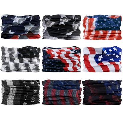 Neck Gaiter for Men Women Headwear Bandana Head Wrap Face Scarf Mask Cover Warmer Balaclava-Seamless & Versatile - color: B-red-black-flag