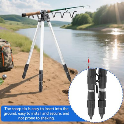 Fishing Rod Holder, Multifunctional Rod Tripod Outdoor Sea Fishing Support Stand Aluminum Alloy Telescopic Triangle