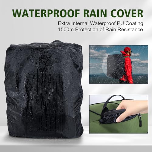 Goture Fishing Backpack with Cooler,72L Large 600D Tackle Backpack with Rod Holders,Dry & Wet Split Compartment,Adjustable Main Compartment,Rain Cover,Insulated Tactical Bag for Travel Camping Hiking - color: A1:Green(Only Bag,Without Tackle Box)