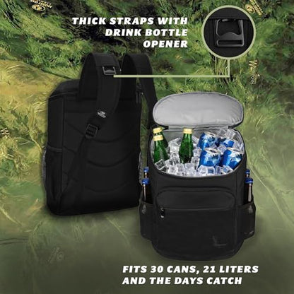 Mossy Oak MLF Fishing Cooler Backpack - Major League Insulated Leak Proof Beverage Coolers Bag - color: Black