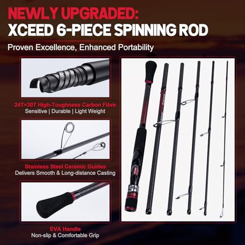 Goture Spinning Fishing Rod & Reel Combo with Carrier Bag,6.6-9FT,Spin Reels, Lures Kit, Pliers, Braided Line, Fish Gripper, Carbon Fiber Freshwater Fishing Rod Full Kit for Starter - size: 7FT: Spinning Rod, style: C - Superior 6 Pieces Lure Rod