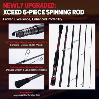 Goture Spinning Fishing Rod & Reel Combo with Carrier Bag,6.6-9FT,Spin Reels, Lures Kit, Pliers, Braided Line, Fish Gripper, Carbon Fiber Freshwater Fishing Rod Full Kit for Starter - size: 7FT: Spinning Rod, style: C - Superior 6 Pieces Lure Rod