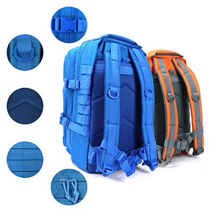 OSAGE RIVER MOLLE Fishing Backpack with Rod Holder - 600D Large Tackle Bag for Trays and Fishing Accessories - Tactical Backpack for Camping, Traveling, Hunting - Electric Eel Blue - color: Electric Eel Blue