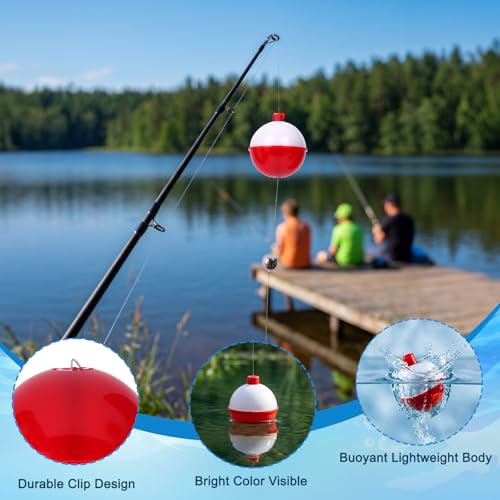 Coopay Fishing Bobbers 30Pcs-50Pcs/Lot Hard ABS Fishing Floats Set Snap on Float Red/White Bobbers Push Button Round Buoy Tackle Accessories - style: 2inch-30pcs