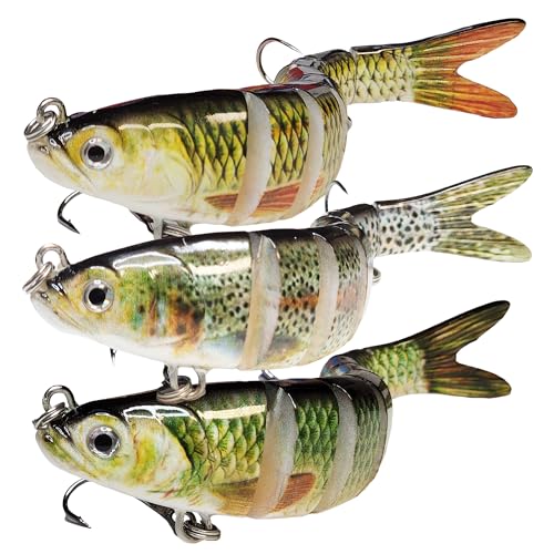 DMSE Fishing Lures for Bass Trout Crappie, Lifelike Swimbait Soft Plastic Baits with 3D Realistic Eyes, Slow Sinking Action for Freshwater and Saltwater Fishing Gifts for Men