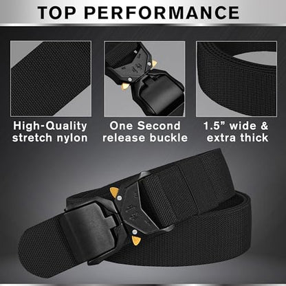 TECEUM Tactical Belt – Heavy-Duty & Quick Release – Military, Work, Rigger, Duty & Utility Belt for Men - color: Buckle 1 - Black, style: Large-for Waist 42"-46" (Length 53")