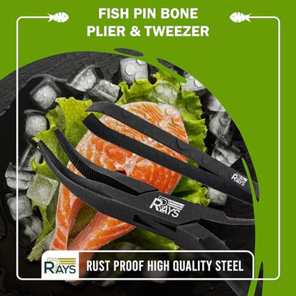 Fish Bone Pliers/Tweezers – Ergonomic Non-Slip Grip, Food-Grade Stainless Steel Deboner | Pin Bone Remover for Salmon, Trout & All Fish - color: Fish Bone Pliers/Tweezers Set