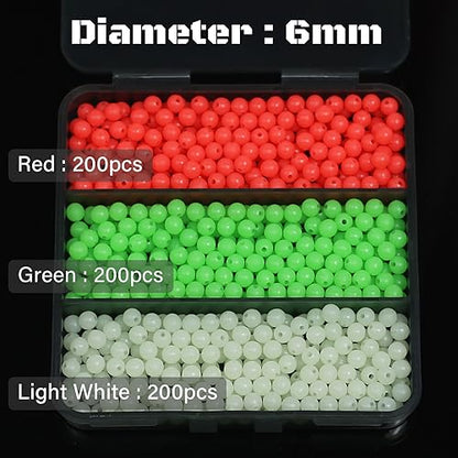 Fishing Beads 6mm 8mm 10mm Glow in The Dark Bead Round Plastic Lure Rigging Catfish Rig Freshwater Saltwater for Fishing Rigs - size: 6mm (600pcs)