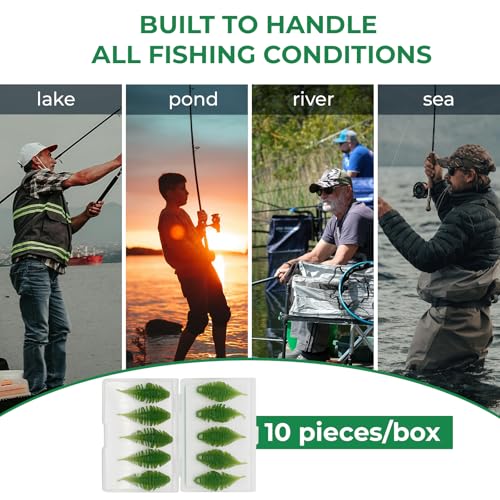 TPE Bait, 2.55" Soft Plastic Worms Lures, Dice Baits for Bass Trout Pike, Freshwater & Saltwater Fishing Lures, 10pcs with Bite Resistance & Lifelike Swimming Action