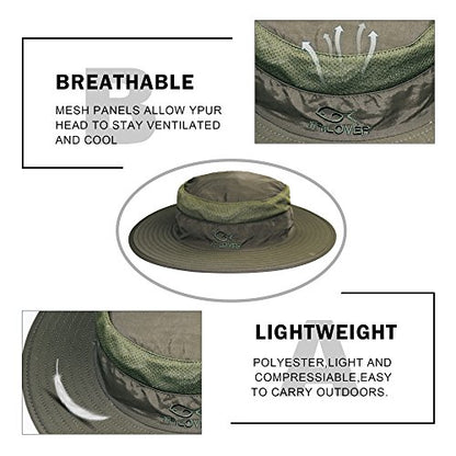 YR.Lover Outdoor UV Sun Protection Wide Brim Fishing Cap with Removable Flap - color: Army Green