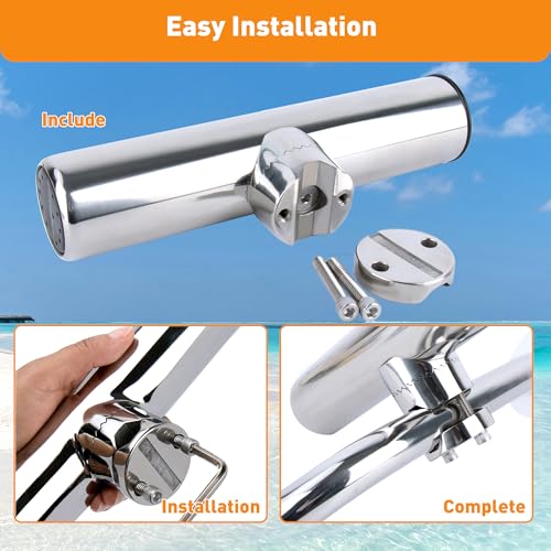 2 Pack Fishing Rod Holders for Boat Rail Mount, Stainless Steel Clamp on Rod Holder for Marine Boat, Fishing Boat, Pontoon, Jon Boat - style: Fit Rail 7/8" - 1" Upgrade