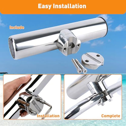 2 Pack Fishing Rod Holders for Boat Rail Mount, Stainless Steel Clamp on Rod Holder for Marine Boat, Fishing Boat, Pontoon, Jon Boat - style: Fit Rail 7/8" - 1" Upgrade
