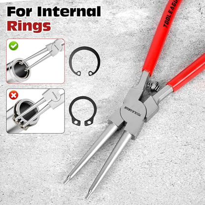 TOOLEAGUE 13" Large Snap Ring Pliers, Circlip Pliers,Straight Internal Heavy Duty for Ring Remover Retaining,1 Pc - size: 13 inches (Straight Internal, 1Pc)