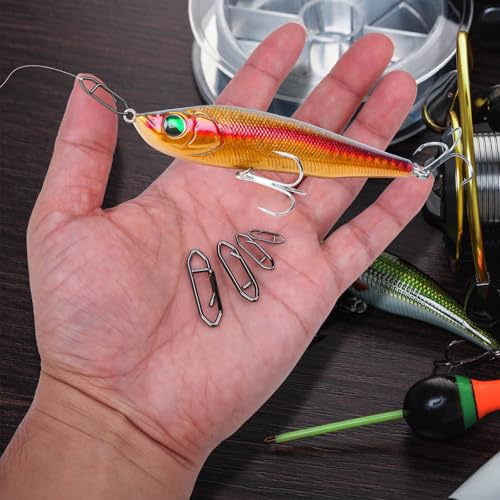 200 Pcs Fishing Power Speed Clips (S:120, M:50, L:20, XL:10), High Strength Stainless Steel Speed Clip for Fishing Lure Quick Change, Freshwater Saltwater Lure Connector Tackle - color: Black