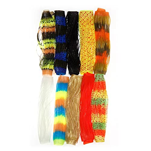 GREATFISHING 10pcs Mix 10 Color Each 50 Strands/Pack 0.8mm Wide Fly Tying Rubber Flutter Legs Grizzly Barred Black Olive Green Yellow Orange Streamer Zonker Nymph Fly Tying Rubber String - color: Combo A
