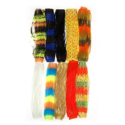 GREATFISHING 10pcs Mix 10 Color Each 50 Strands/Pack 0.8mm Wide Fly Tying Rubber Flutter Legs Grizzly Barred Black Olive Green Yellow Orange Streamer Zonker Nymph Fly Tying Rubber String - color: Combo A