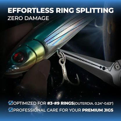 GOMEXUS Fishing Pliers Saltwater with Side Cutters, Never Rust Inshore & Nearshore Titanium Fishing Gear with Lanyard & Leather Sheath, Hook Remover, (7.5'' Split Ring Nose) - color: Split Ring Nose