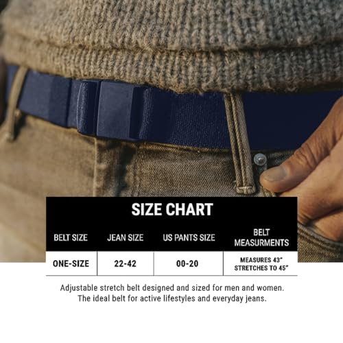 JeltX Adjustable Elastic Belts for Men and Women, Non-Slip Stretch Belt with Magnetic Belt Buckle and Grippy Gel - color: Navy Blue