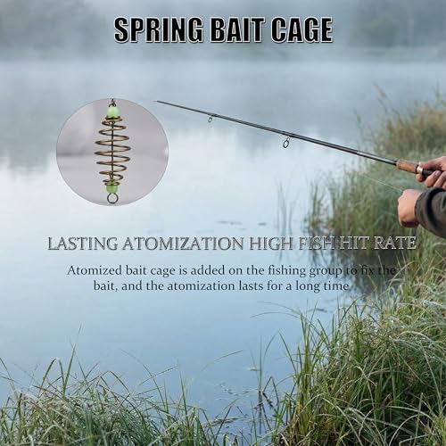 Carp Fishing Bait Traps, 24Pcs Fishing Equipment Set Portable Durable Trap Cage Feeder with Holder Basket for Catfish & Coarse Fishing Accessories