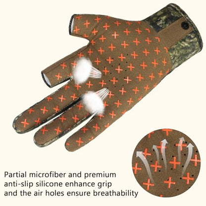 BASSDASH Unisex Fingerless Camo Hunting Gloves for Men's Women's Early Season Warm Weather UPF 50+ Lightweight Fishing Photography HG03 - color: Moss Wood, size: X-Large