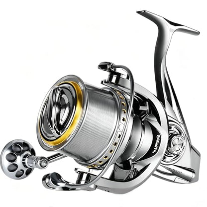 Heavy Duty Spinning Reel Metal Body with CNC Machined Spool 55LB Max Drag 8/10+1 BB Ultra Smooth 4.1/4.6/4.8:1 High Speed Gear Ratio Saltwater Freshwater Fishing Reel for 8000 to 16000 Series - color: MQ10000