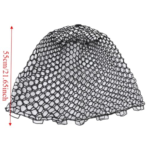 Landing Net Mesh, 55cm Deepened Soft Flexible Rubber Fishing Net Bag, Black Anti-Snag Landing Mesh for Freshwater, Saltwater and Fly Fishing Use